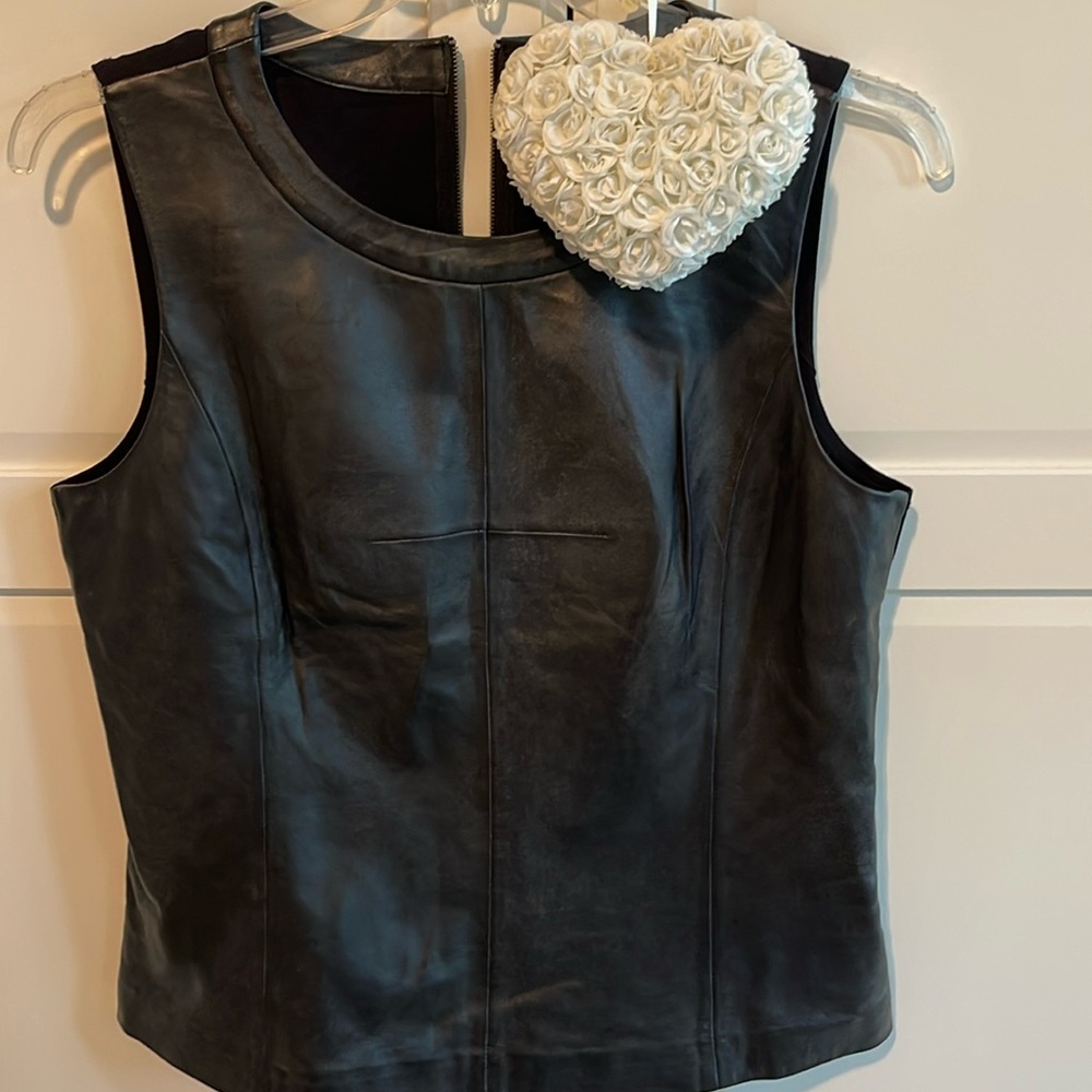 Leather front vest with back zipper